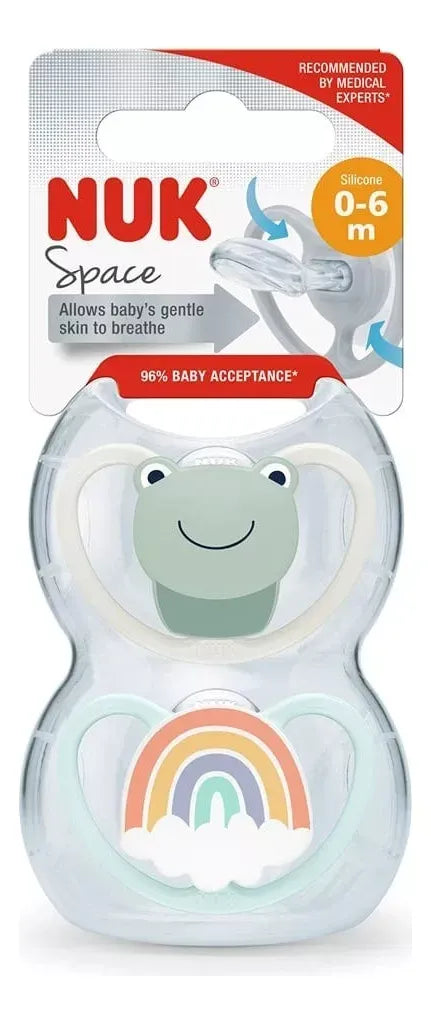Nuk Set de dos chupetes Space ranita y arcoiris 00-06M 10730903