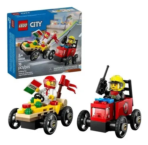 LEGO City Pack Carreras: Pizza vs Camion de Bomberos 60458