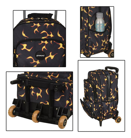 Gremond Mochila con carro negra con fueguitos 5051500054