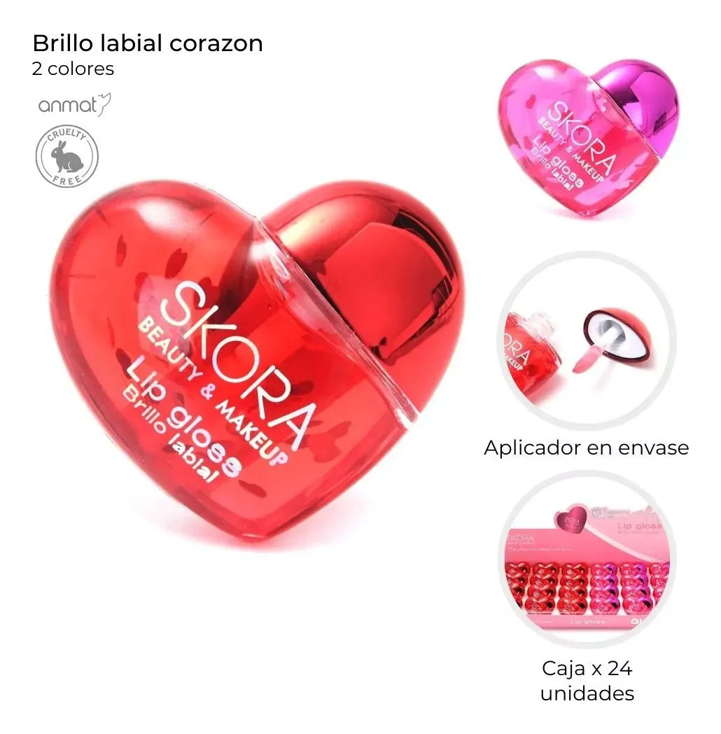 Lip Gloss Brillo Labial Corazon Glow Vibes Tono 01Rojo 39586