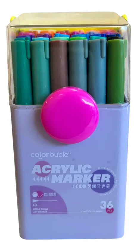 Marcadores Acrílicos con Estuche X36 Colores SL7108