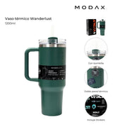 Wanderlust Vaso termico con bombilla 1200ml Verde 39432