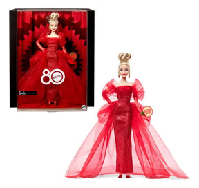 Barbie Muñeca Signature 80º Aniversario Con Vestido Rojo JBJ17