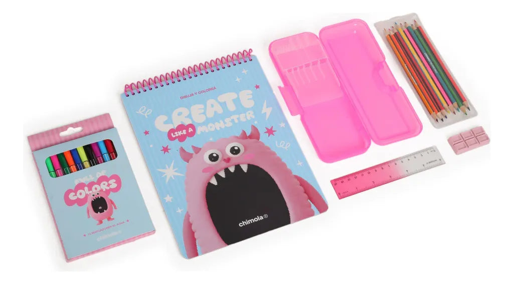 Chimola Coloring Set Monster Pink ST155