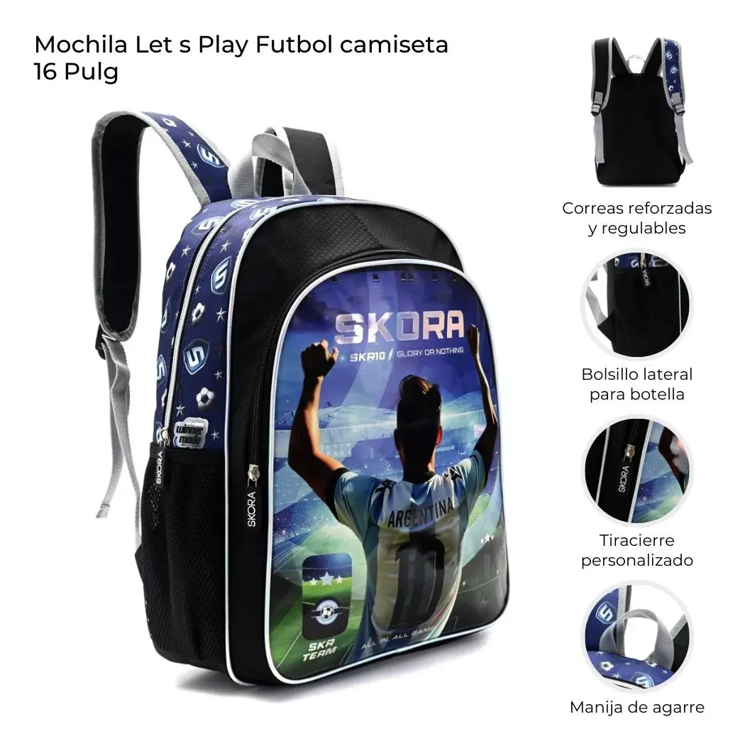 Mochila Let´s Play Futbol camiseta con llavero 16P 42951