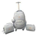 Combo Mochila 18p Carro + Lunchera + Cartuchera Kinderland Celeste