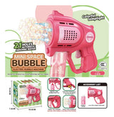Mini Pistola Burbujero con Luces 21 Agujeros Automatica a Pila ROSA KB1322