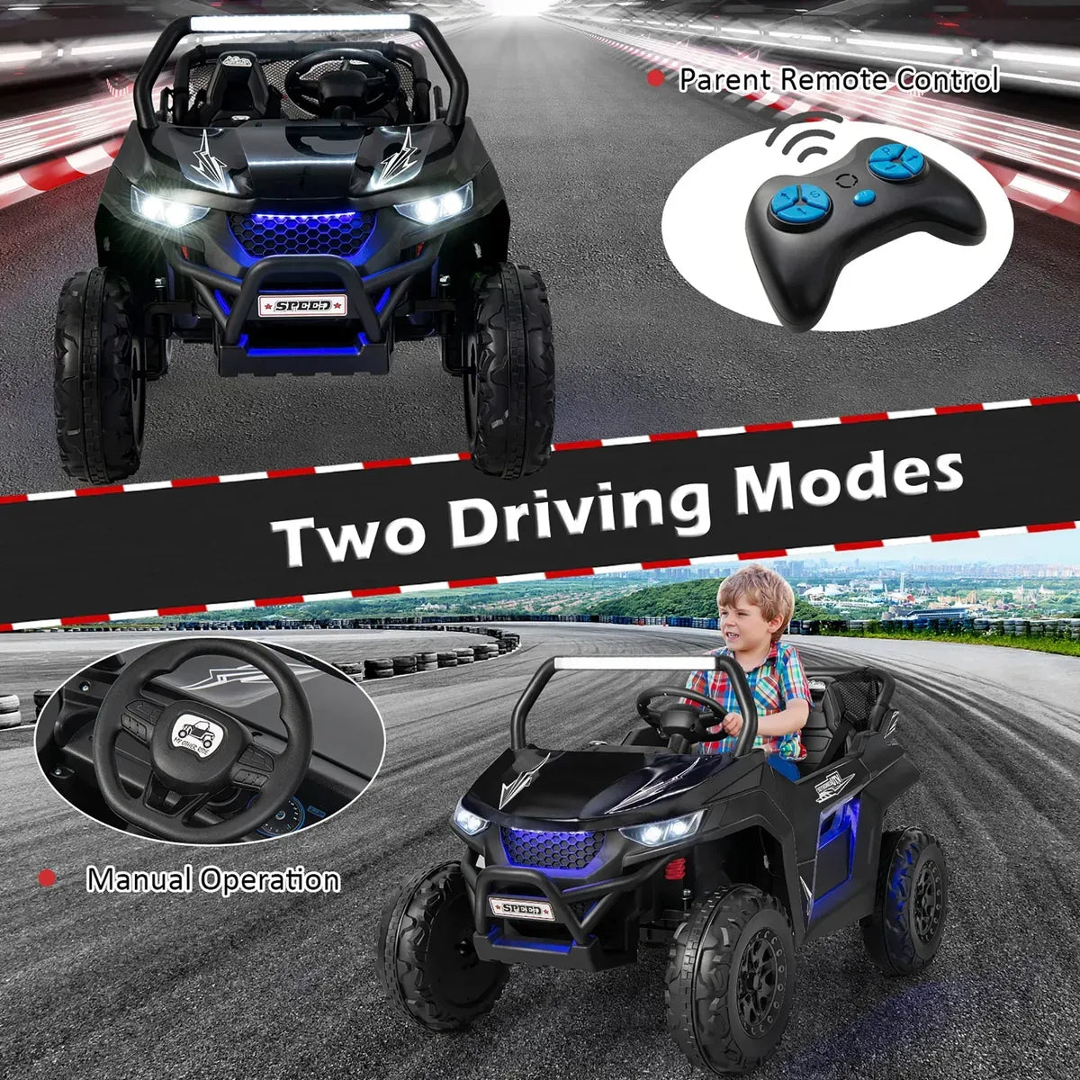 Auto A Bateria UTV Negra CN-SHX4612