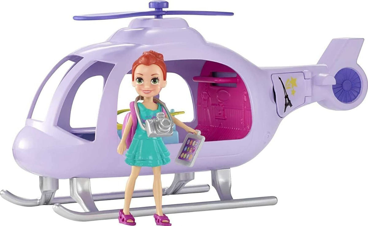 Polly Pocket Lila Con Helicóptero De Vacaciones Gkl59 Mattel