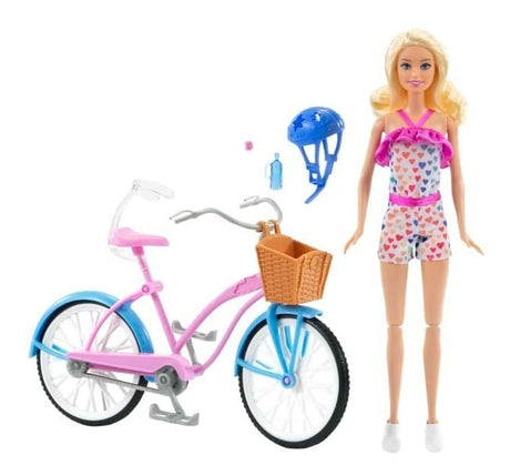 Muñeca Barbie Set De Juego Con Bicicleta Hby28 Mattel