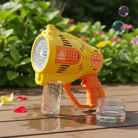 Pistola Burbujero Automática Con Luces Recargable Kb1296 Amarillo
