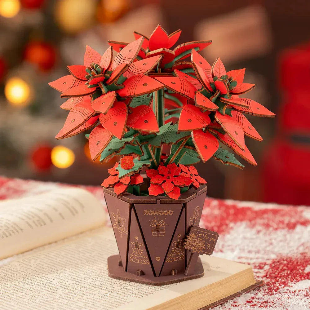 Robotime Rowood Puzzle 3d Poinsettia Flor De Pascua Tf001