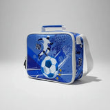 Lunchera Térmica Escolar Futbol Zykl003 Shine Celeste Con Blanco