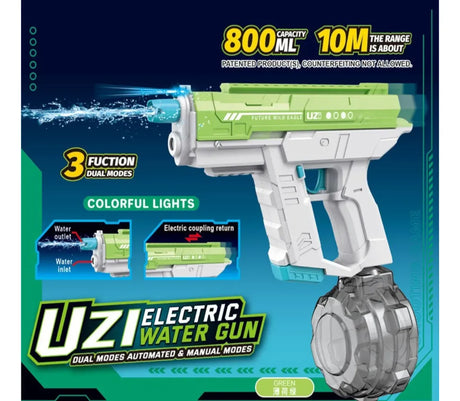 Pistola De Agua Uzi Con Luz Eléctrica Recargable VERDE KB1323
