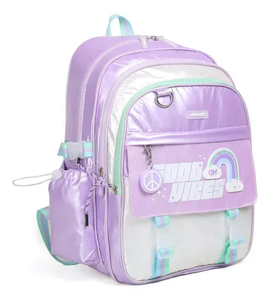 Chimola Mochila de espalda de 17" Shiny Blocks Light purple TR154