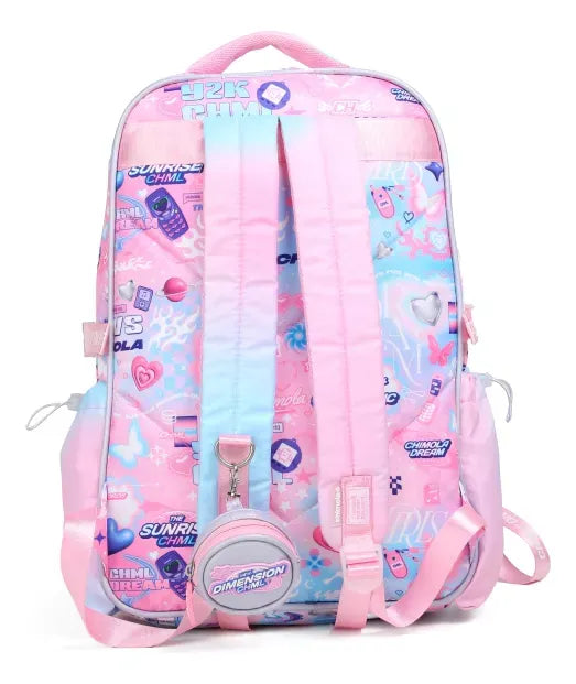 Chimola Mochila de espalda de 18" Diagonales Pop Pink TR117