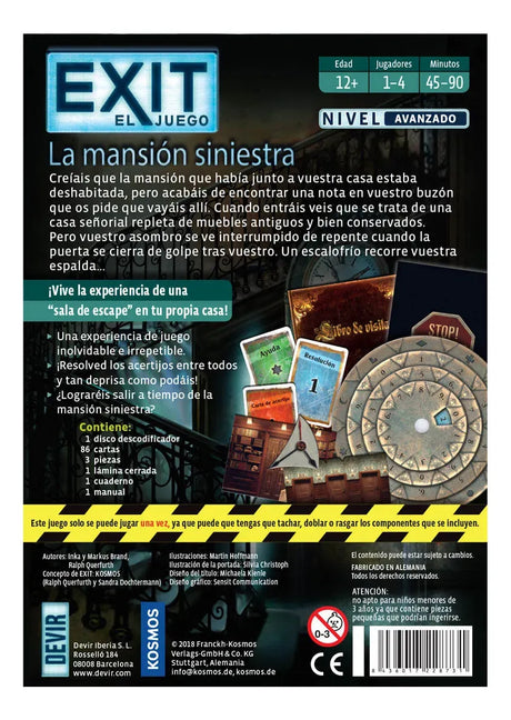 Juego Exit La Mansión Siniestra 40-4095