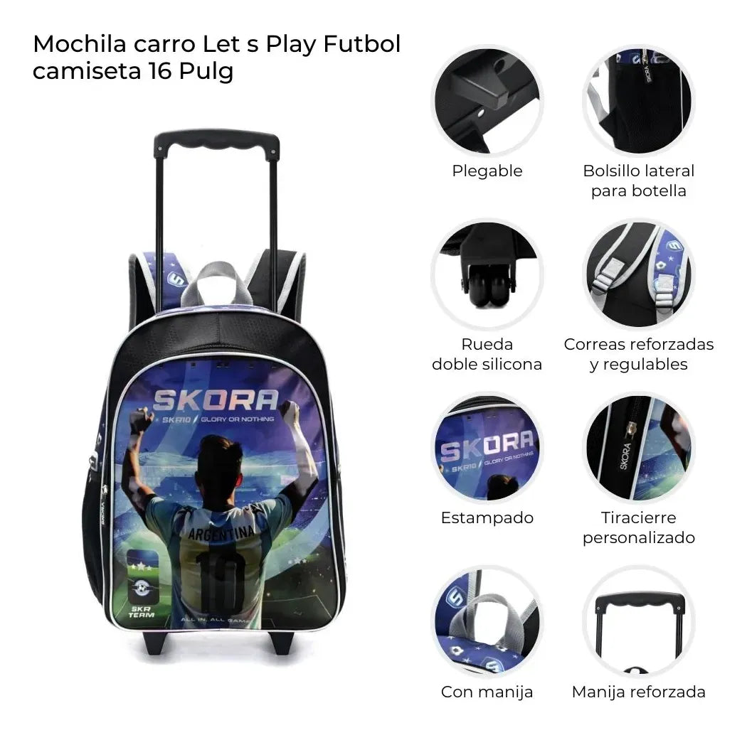 Skora Mochila Carro Let S Play Futbol 16p 42967 Azul