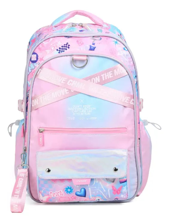 Chimola Mochila de espalda de 18" Diagonales Pop Pink TR117