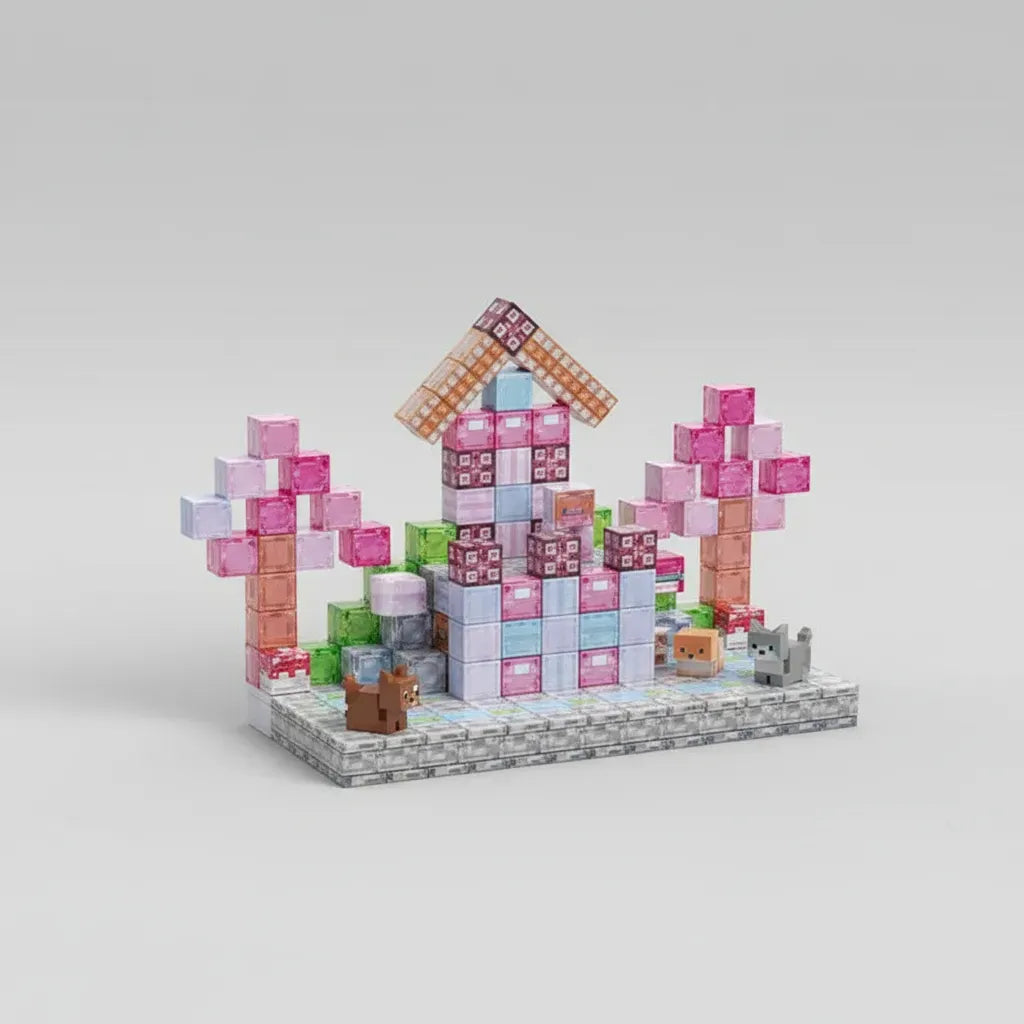 Bloques Magnéticos Cubos Steam Minecraft Pink Shine 2960018