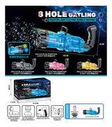 Pistola Burbujero Glitter 8 Agujeros A Pila Con Luces Kb1124 Negro