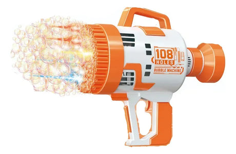 Pistola Burbujero Con Luces Automática Recargable Kb1142 Naranja Shine