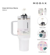 Skora Vaso termico con bombilla y tapan nube 1200ml Gris 37194