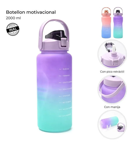Botellon Motivacional Degrade Multicolor 2000ml 40577