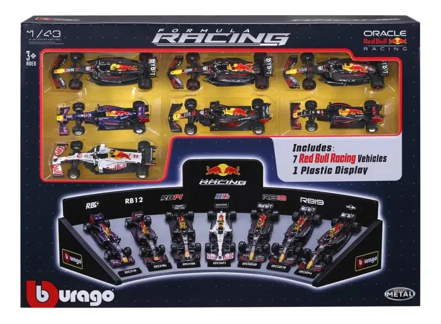 Bburago 1:43 Red Bull Racing: 7 Coches + Soporte de Exposición 18-38168