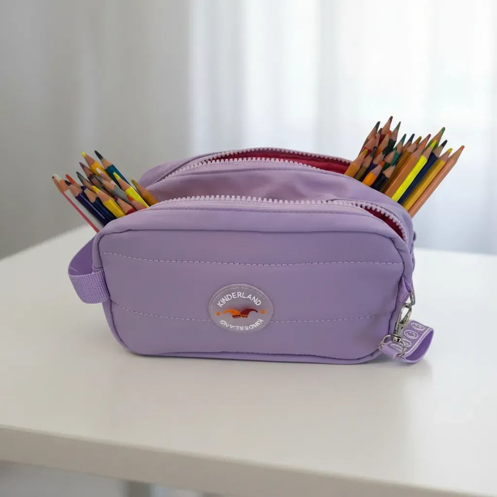 Cartuchera Escolar Doble Cierre Sl2505l Kinderland Lila