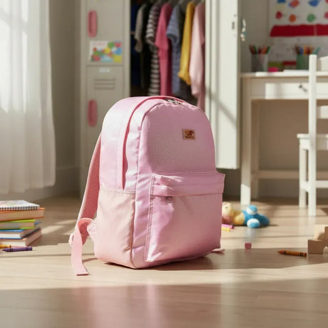 Mochila Espalda Escolar 18p Brillosa Sl1907r Kinderland Fucsia