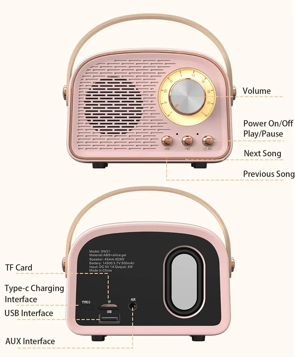 Mini Parlante Vintage Bluetooth KL820 Shine
