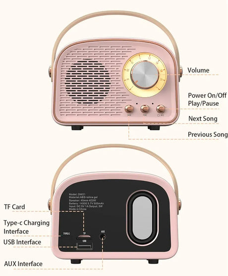 Mini Parlante Vintage Bluetooth KL820 Shine
