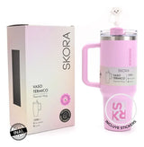 Skora Vaso Termico Con Bombilla Y Tapon Nube 1200ml Rosa 40135