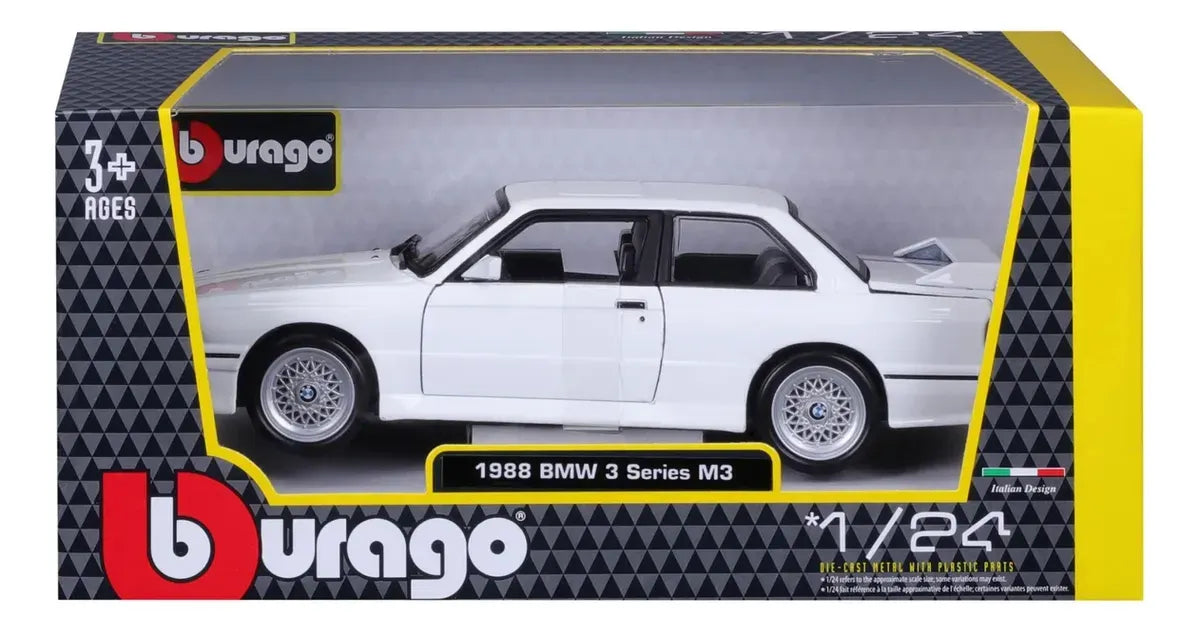 Bburago 1:24 BMW M3 1988 Blanco/Rojo 18-21100