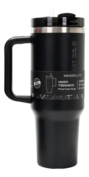 Wanderlust Vaso termico con bombilla 1200ml Negro 39430