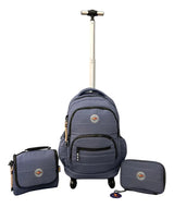 Combo Mochila 18p Carrito + Cartuchera + Lunchera Kinderland Azul-sl2504-sl2501-sl2503