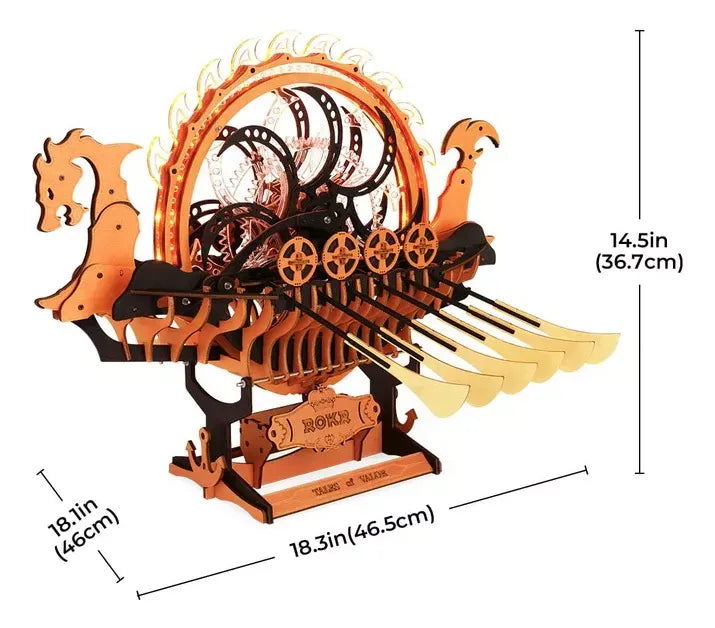 Robotime Puzzle 3d Rokr Barco Dragon Vikingo Lk802