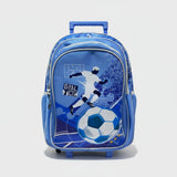 Mochila Carrito Escolar Futbol 18 Pulgadas Zykl003 Shine Celeste Y Blanco