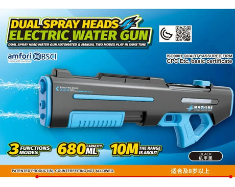 Pistola De Agua Doble Cañón Eléctrica Kb1380 Shine Negro