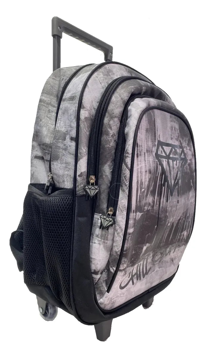 Mochila Carrito Escolar Chill Out 18 Pulgadas Zykl002 Shine Negro