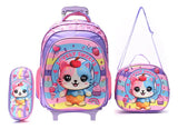Skora Set X4 Mochila 16p, Carro, Lunchera Y Cartuchera 42981 Rosa