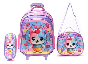 Skora Set X4 Mochila 16p, Carro, Lunchera Y Cartuchera 42981 Rosa