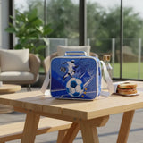 Lunchera Térmica Escolar Futbol Zykl003 Shine Celeste Con Blanco
