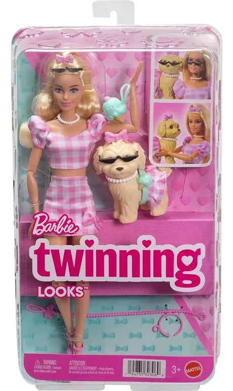 Barbie Muñeca Twinning Looks Con Perrito, Ropa Y Accesorios JFP36
