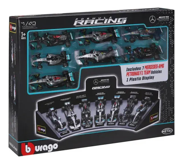 Bburago 1:43 Mercedes-AMG: 7 Coches + Soporte de Exposición 18-38170