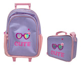 Combo Escolar Mochila Cute 18p + Lunchera Zykl007 Shine Lila Con Rosa