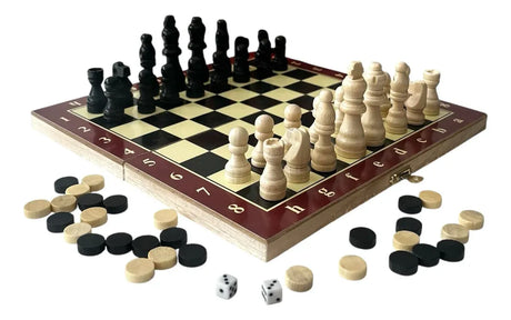 Juego de mesa 3 en 1 Mediano, ajedrez, damas y bacgammon ANCH29 801-0255