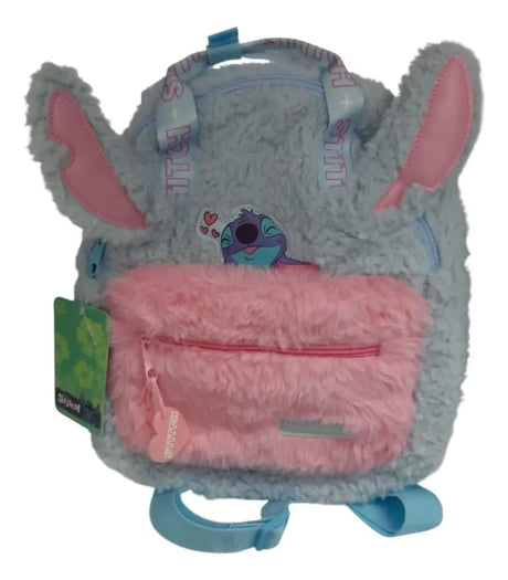 Mochila De Espalda Peluche Stitch Celeste Y Rosa Dls6829