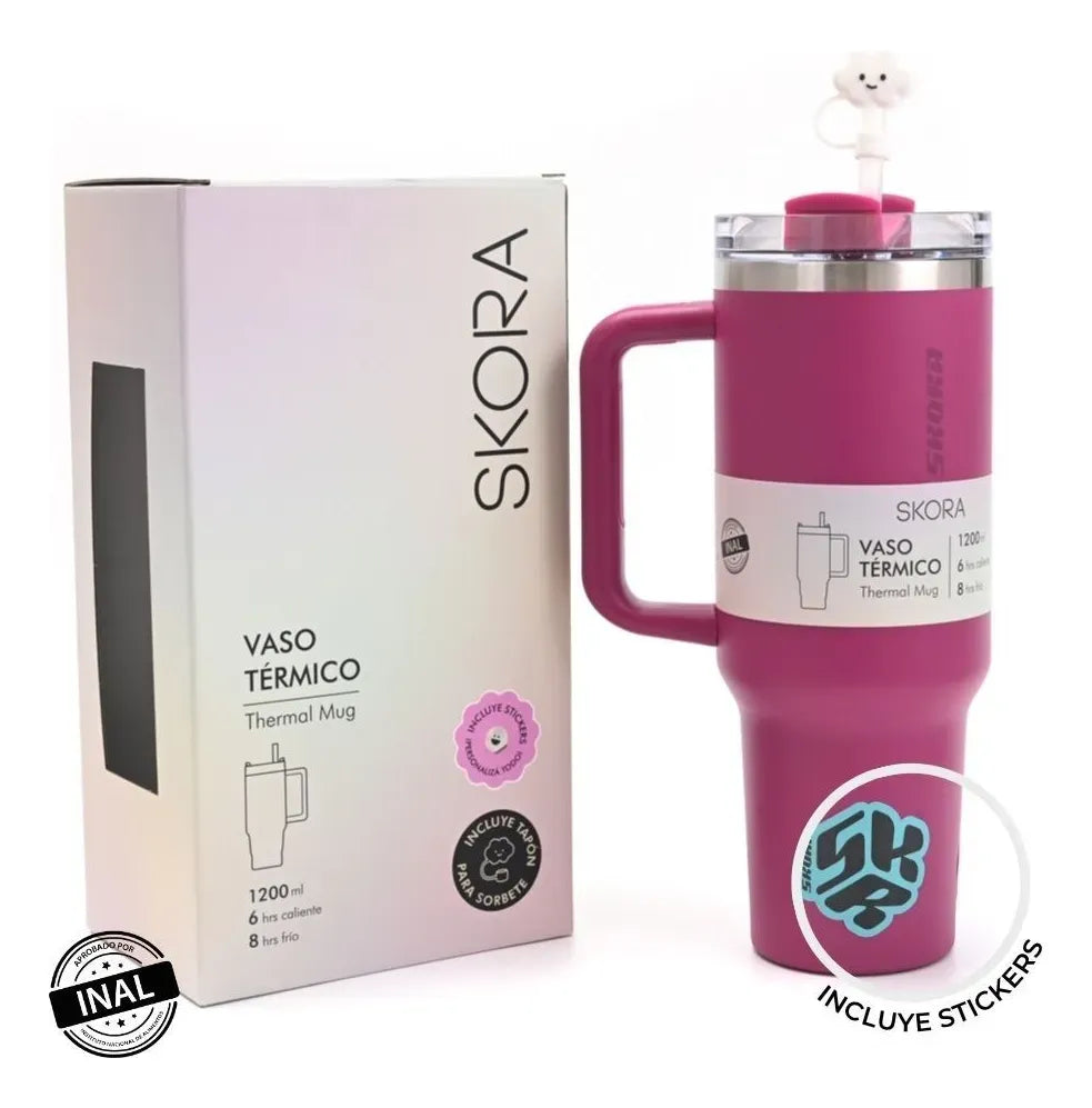 Skora Vaso Termico Con Bombilla Y Tapon Nube 1200ml Uva 40137